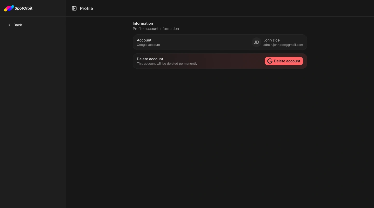 Spot Orbit profile page