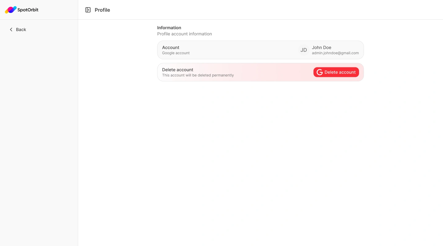Spot Orbit profile page